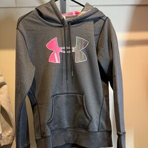 Under Armour Charcoal Hoodie with Pink Logo